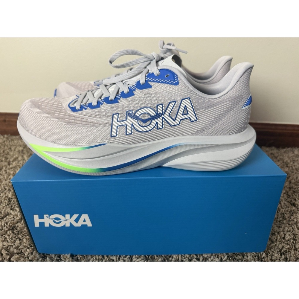 Hoka One One Mach 7 Mens Size 10.5D Ash Gray Blue Athletic Running Shoes